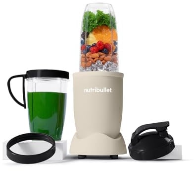 nutribullet Blender 900 Series in mattem Sand – Leistungsstarker Extraktor mit 25.000 U/min mischt gefrorenes Obst, Nüsse und Eis für Smoothies und Säfte – 11-teiliges Set enthält Tassen, To Go