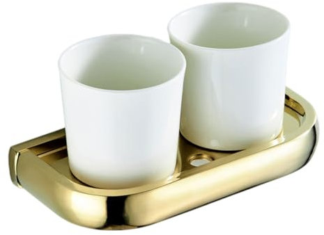 PRETYZOOM Estante De Almacenamiento Dorado para El Baño Portavasos De Doble Boca Portavasos para Cepillo De Accesorios De Baño
