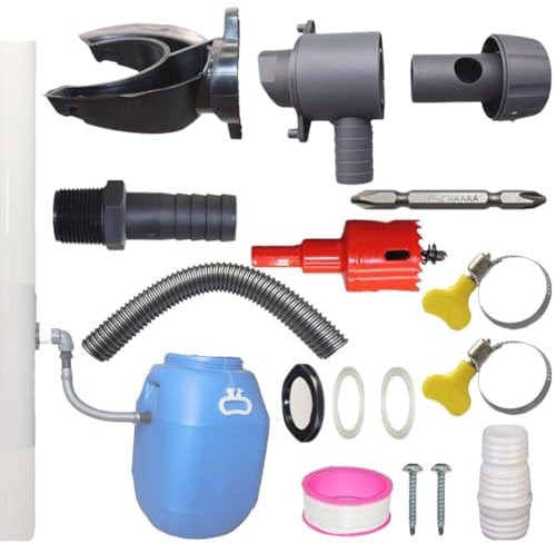 Regenwassersammler, Regensammler Speedy, 70-100mm Fallrohr Regensammler mit 1m Schlauch, Regendieb Wasserfangsystem mit Montagezubehör für Dächer bis 80 m²