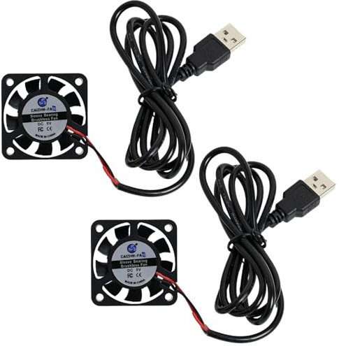 DC 5V USB Kühlventilator mit Drähten 40 x 40 x 10 mm 2 Stück 40mm Kleiner Leiser PC Ventilator 0.65W 0.05A 5000r/min 4.5m³/h Ölführende Hülsenlager Bürstenloser DC-Lüfter für 3D-Drucker Laptops