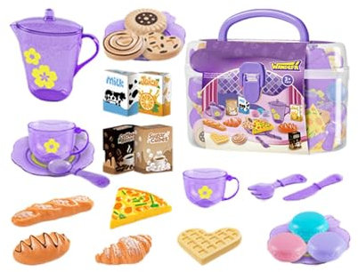 Tea Play, Interactive Toys - Tea Set for, with Sweets and Tableware, A Perfect Game for , A Portable Toddler Game with Indoor Play,
