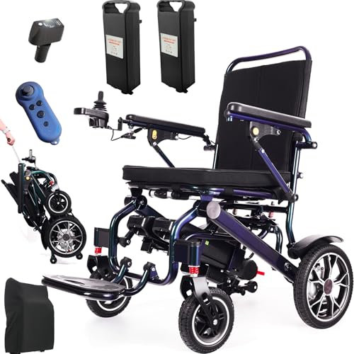 WEYRAL 2025 Neu Elektrorollstuhl Faltbar Leicht, nur 19kg, Doppelbatterie Mit Teleskopdeichselund Bluetooth-Fernbedienung, 500W Farbverlauf Rollstuhl,Flugzeugzulassung