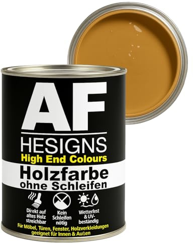 Alex Flittner Designs Peinture pour meubles, sans ponçage, jaune ocre RAL1024, satiné, 750 ml, pour bois et métal, pour l'intérieur et l'extérieur