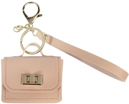 CALFOVERA Mini Porte Clés Sac à Main en Cuir PU avec Fermoir Pivotant Pochette à Monnaie Miniature Portefeuille Mini Sac en Cuir Pochette pour Écouteurs Pendentif Porte Clés avec Dragonne
