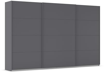 Rauch Möbel KULMBACH, Schwebetürenschrank, Grau metallic, Breite 360 cm | Kleiderschrank mit Schwebetüren, Schiebetüren, 3-türig, Zubehör Classic, für Schlafzimmer, Jugendzimmer, Garderobe, Flur
