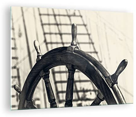 ARTTOR Bilder auf Glas Rad Boot Schiff Reise Glasbild 70x50cm Wandbilder Dekoration Wohnzimmer Schlafzimmer Küche Deko Klein Wanddeko Bild im Glas Wand Kunstdruck Art Modern Wall Decor GAA70x50-2892