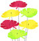 SUNPLAY Sonnenfänger - Monstera-Blatt - 6er Set - 2X Gelb 2X Grün 2X Rot - Ø 20 cm Durchmesser + Schwingstäbe
