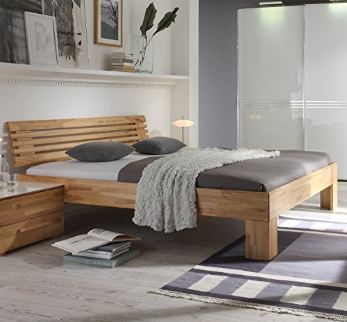 Hasena Wood Line Bett Premium 18 Kernbuche Füße Massa 20 Kopfteil Litto 180x200