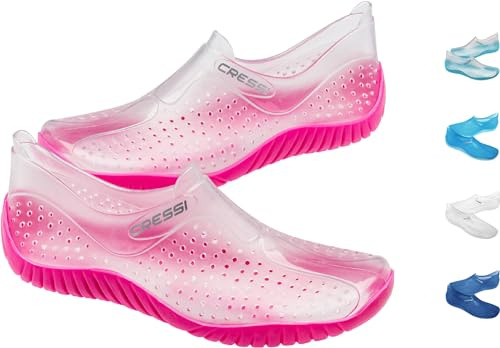 Cressi Water Shoes, Scarpette Sportive Uso Acquatico/Mare/Spiaggia Adulti, Ragazzi e Bambini, Trasparente/Rosa, 36 EU