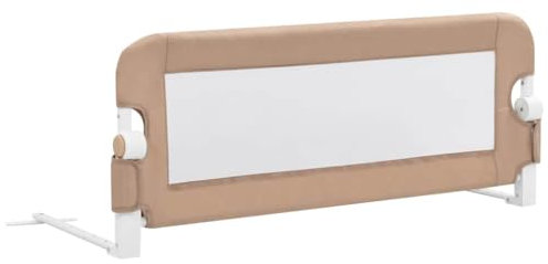 vidaXL Bettschutzgitter Bettgitter Kinderbettgitter Babybettgitter Rausfallschutz Kinder Baby Kleinkind Gitter Kinderbett Taupe 102x42cm Polyester