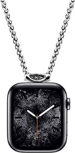 HiPai Necklace Adapter Pendant Compatible with Apple Watch, Infinity & Double Loop Connector Comes with 32inch Stainless Rollo Wheat Chain 3mm for iWatch Series 9/8/7/6/5/4/3/SE