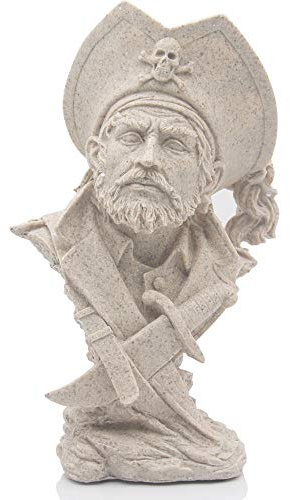 H&W Sandstein-Piraten-Figuren – Freibeuter Francis Drake Statue, Dekoration für Zuhause/Arbeitszimmer/Wohnzimmer, tolle Sammlerfiguren, bestes Geschenk für den Mann, Sandsteinfarbe (HH17-D5)