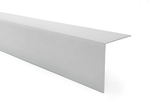 QUEST Cornière PVC Rigide Autoadhésive – Baguette d’Angle de Protection en PVC Dur pour Mur et Rebord – Profilé de Coin – 20x10mm, 150cm, gris