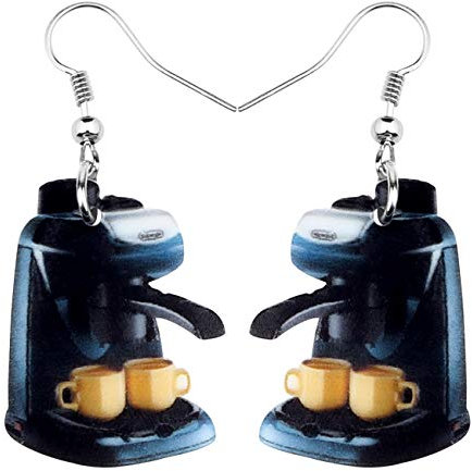 DOWAY Acrylic Coffee Machine Earrings Dangle Drop Coffee Maker Lovers Accerssories, Acrylic