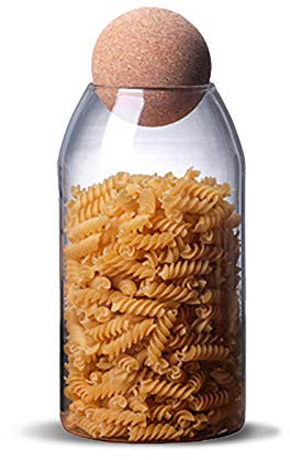 Glass Jars , 1200ml with Airtight Seal Ball Cork Lid Clear Cookie Jars Mason Jars Food Storage Canister for Tea Coffee Spice Sugar Salt (Size L)