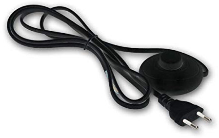 world-trading-net - 2m Netzkabel mit Fußschalter in schwarz, mit Euro-Netz-Stecker und offenen Kabelenden für den Geräteanschluss