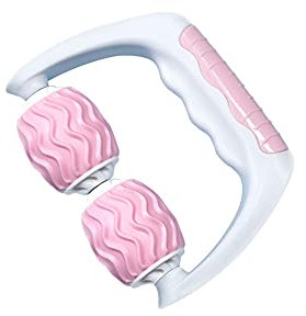 YGMXZL Massageroller mit 2 Massagebälle,360° Foam Roller Muskelroller mit Grif,Schaum Handheld Roller,Muskel Massageroller für Bein, Hals, Arm, Rücken Muskelschmerzen lindern (Rosa)