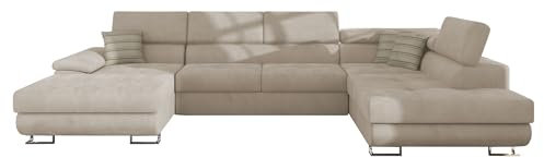 Mirjan24 Ecksofa Cotere Bis, Eckcouch, Sofa mit Schlaffunktion und Bettkasten, U-Form Couch Farbauswahl Wohnlandschaft vom Hersteller (Uttario Ve. 2979 + Senegal 825, Seite: Rechts)