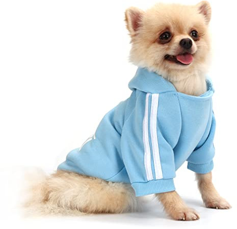 QiCheng&LYS Hundemantel Hund Hoodies Kleidung, Pet Puppy Katze Niedlicher Baumwoll Warm Hoodies Coat Pullover(Blau, XS)