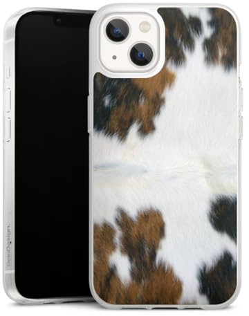 Silikon Hülle kompatibel mit Apple iPhone 13 Case transparent Handyhülle Kuhfell Fell Kuh