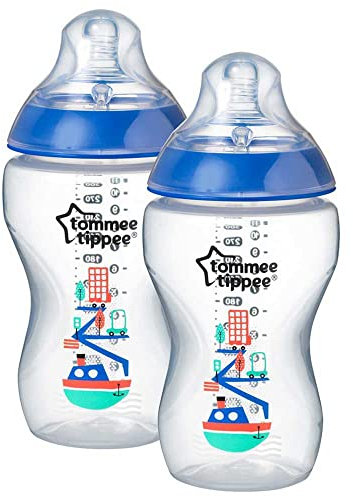2 x Tommee Tippee 340ml Closer to Nature, BPA-Free, Anti-Colic Baby Bottle with Breast-Like Silicone Teat for Baby, Child & Toddler for Drinking Juice, Milk & Water, 3m+, Blue