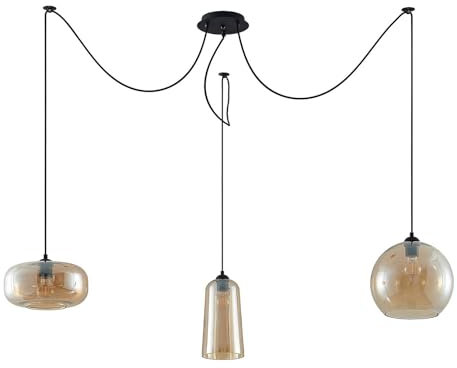 Lucande Pendelleuchte 'Zyli' (Retro, Vintage, Antik) in Creme aus Glas u.a. für Wohnzimmer & Esszimmer (3 flammig, E27) - Hängelampe, Esstischlampe, Hängeleuchte, Wohnzimmerlampe