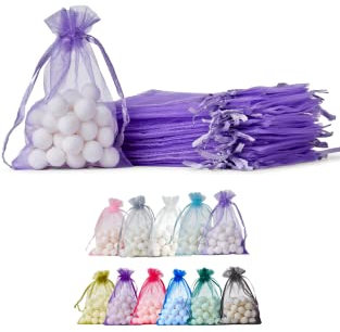 Soul Projekt [50 Stk.] Organzasäckchen mit Kordelzug für Hochzeiten, Schmuck, Geburtstage, Bastelarbeiten, Kristalle, Süßigkeiten, Gastgeschenke. Hellviolett Organza Bags Light Purple 10x15 x50