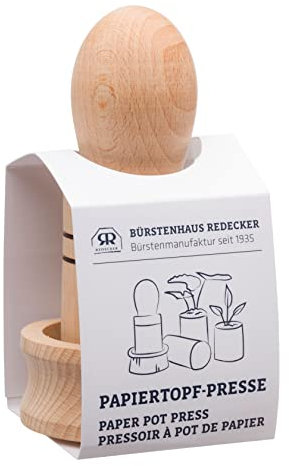 Redecker Papiertopf Presse, unbehandeltes Buchenholz Werkzeug zur Herstellung biologisch abbaubarer Sämlingstöpfe, hergestellt in Polen
