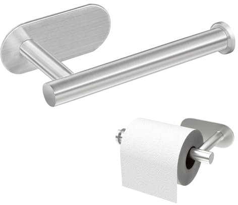 Nutabevr Portarollos Papel Higiénico sin taladrar,Autoadhesivo Portarrollos,Soporte Papel Higiénico de Acero Inoxidable para Baño,Cocina