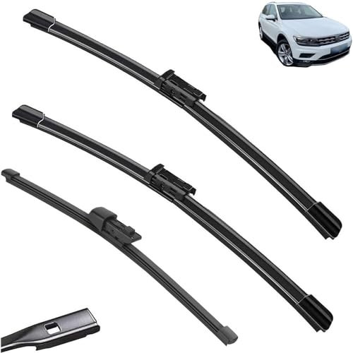 Limpiaparabrisas de coche compatible con VW Tiguan MK2 2017-2020, limpiaparabrisas trasero delantero de coche, limpiaparabrisas de goma suave, parabrisas automático de 26+21+14 2017 2018 2019 (Col