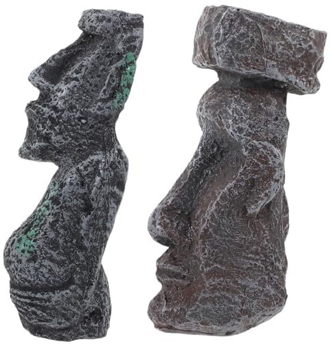 Yardenfun 2St Statue der Osterinsel Moai-Kopfstatue Moai-Skulptur deko scheibengardinen Sandtisch-Moai-Statue schöne Statuen Karikatur Sandkasten Kunsthandwerk Ornamente schmücken Harz