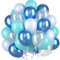 60 Stück Luftballons Türkis Blau, Helium Ballons Metallic Blau, 12 Zoll Transparente Macaron Mat Hellblau Koralle Turquoise Latex Partyballon fur Ocean Hochzeit Kinder Geburtstag Babydusche