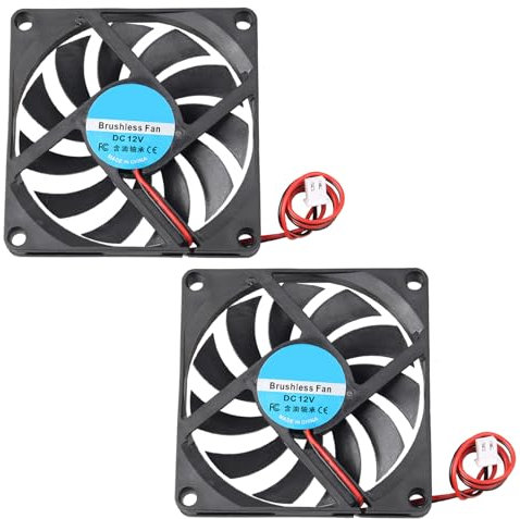Jopto 2PCS Mini Brushless Silent 3D Printer Cooling Fan 80x80x10mm 8010 DC 12V Fan With 2 Pin Terminal Compatible With Makerbot 3D Printer PC CPU Computer Cases For DIY With 28cm 11.02inch Cable
