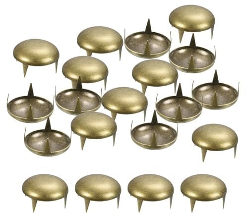 sourcing map 80Pcs Bronze Round Dome Rivets, 16mm Brass Spike Studs Spots Punk Rock Nailheads Claw Beads for DIY Clothes Belt Bag Shoes Bracelet Leather Craft