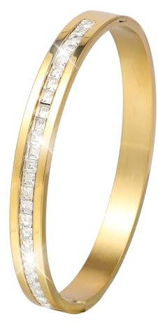 JJDreams 8 mm Strass Armreif,Gold plattiert Cubic Zirconia Tennis Armreif für Hochzeit Schmuck für Party Hochzeit Dating,Gold