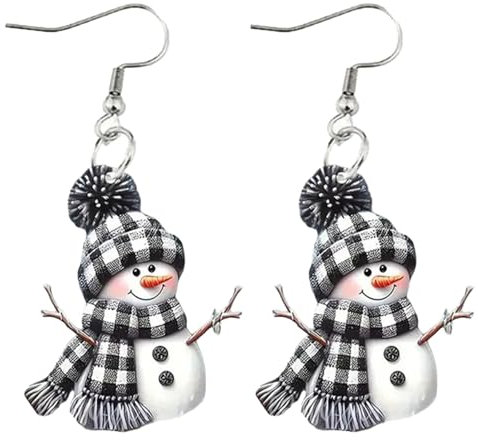 Weihnachtsohrringe Damen - Niedlicher Cartoon-Stil Weihnachtsanhänger Schneemann Zarte Ohrringe Für Männer Einzeln (6-White, One Size)
