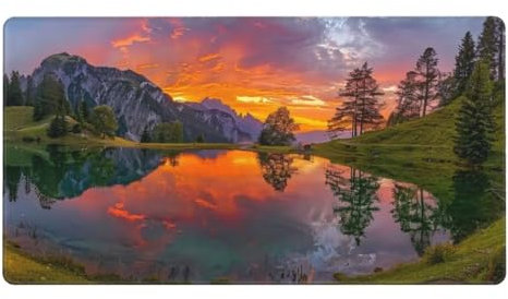 Alfombrilla de Ratón Gaming Grande XXL 500 x 300 x 3mm Resistente al Agua Alfombrilla, con Base de Goma Antideslizante, Mousepad de Teclado Lavable, para la Oficina Hogar PC Jugadores Lago Prado Z3055