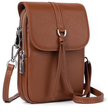 befen Echtleder Handytasche zum Umhängen Damen, RFID-Blockierung Handy Umhängetasche Damen Klein Handtasche Leder, Handytasche mit Geldbörse zum Umhängen, Crossbody Bag mit Verstellbar Schultergurt