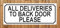 ALL DELIVERIES TO BACK DOOR PLEASE ~ SIGN/NOTICE ~ SIZE 15cm x 6cm ~ aluminium plaque to show where parcel delivery deliveries packages mail post parcels should be left REF 918