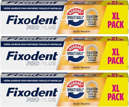 Fixodent Pro Plus - Crema adhesiva para prótesis (57 g, XL pack x 3 unidades)