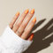 KQueenest Orange Press on Nails Short Almond, Short False Nails Press ons, Sheer Light Orange Fake Nails Medium Stiletto, Glossy Opaque, Reusable Soft Gel Stick on Nail for Women, 30 Pcs