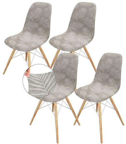 Dioxide Stuhlhussen 4er Set Sitzbezüge mit Samt,Grau Champagner | Silberfuchs-Velours,Moderne Stuhlhussen Universelle Jacquard Stuhlbezüge Hussen für Stühle Waschbar & Abnehmbar für Esszimmer