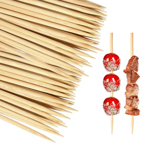 300 stycken kebabspett trä 15 cm Ø 4 mm träspett, bambuspett marshmallow, spett för fest, camping, kök, snacks, fingermat