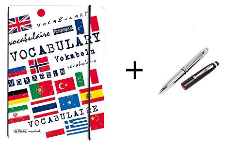 Herlitz Vokabelheft / DIN A5 / flexibel / 40 Blatt / Lineatur 53 + LED Touchpen Kugelschreiber