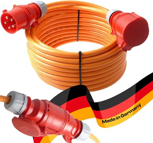 netbote24 maxgo CEE-Starkstromkabel Kraftstromkabel Verlängerungskabel 400V 32A 30m 5P 6h Verlängerung Polyurethanleitung Pur Kabel H07BQ-F 5X4mm² IP44 Außenbereich