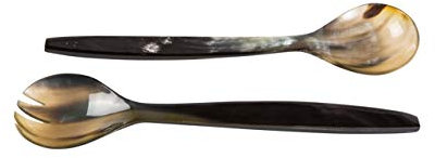 Holz-Leute Elegantes Salatbesteck Horn Soraja (Salat - Gabel, Löffel) 2-teilig