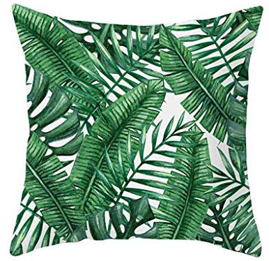 Xmiral Kissenh黮len Gr黱 Pflanze Gedruckte Quadratischer Zierkissenbez黦e 45cm x 45cm mit Versteckter Rei遶erschluss Kissenbez黦e(BH)