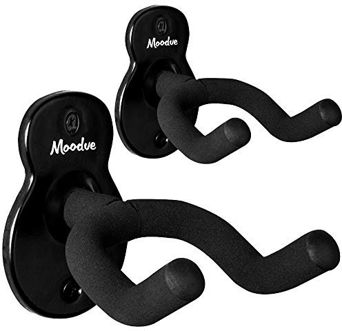 Gitarren-Wandhalterung, 2er-Pack, Moodve-Gitarren-förmiger Metall-Gitarren-Aufhänger, schwarzer Gitarren-Haken-Halter für Bass, E-Akustik-Gitarre, Ukulele (schwarz) (Black -Guigtar Shape)