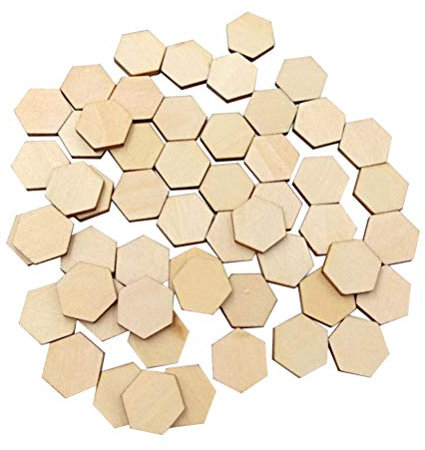 Healifty 200PCS Holzscheiben Basteln Bemalen DIY Sechseckig 15MM Natürlich Buchenholz Blanko Unvollendete Scheiben Handwerk Scrapbooking Material Hochzeit Party Dekoration Verzierungen