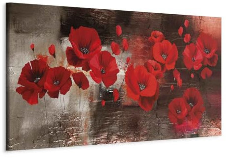 murando - Quadro Fiori Papavero 120x40 cm 1 Pezzo Stampa su Tela in TNT Tessuta XXL Quadri Moderni Murale Arte Moderno Grafica Decorazioni da Parete Pittura Immagini Decori Rossi Elegante b-A-0796-b-a